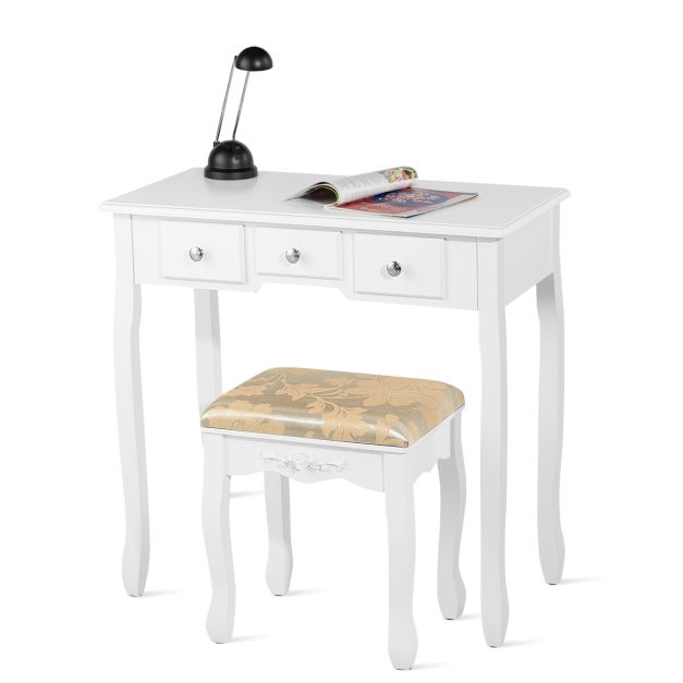 Coast Kaptafel - 360° Draaibaar - MDF - Incl. Kruk - 80 x 40 x 136 cm - Wit