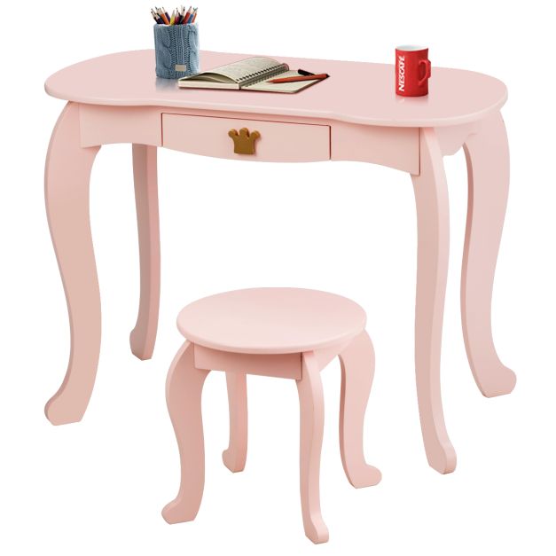 Coast Kinderkaptafel met Krukje - Spiegeltafel - 80x42x105cm - Roze