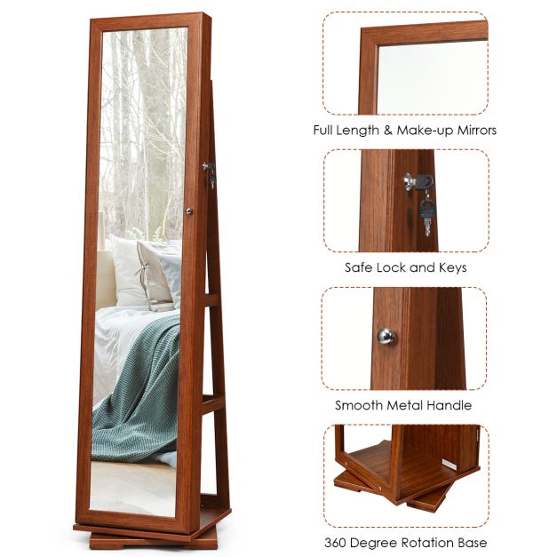 Coast 2 in 1 sieradenkast en geleiderplank met volledige lichaamsniveau 39 x 39 x 161 cm bruin