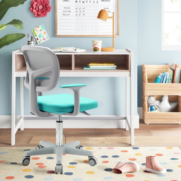Coast Kinderbureaustoel 360°- Draaibaar Jeugdstoell-Hoogte Verstelbaar- Turquoise 80-91,5 cm