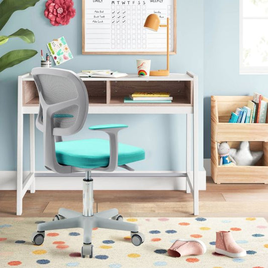 Coast Kinderbureaustoel 360°- Draaibaar Jeugdstoell-Hoogte Verstelbaar- Turquoise 80-91,5 cm