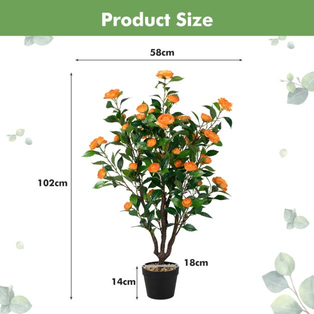 Coast - Kunstmatige Camelia Boom - 58 x 45 x 102 cm - Groen en geel