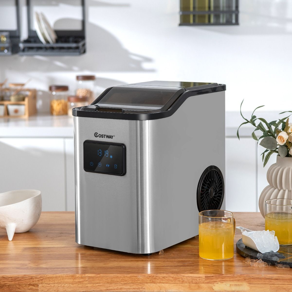 Coast Ijsblokjesmachine - Crushed Ice Maker - 24 kg/dag - 2,5L Watertank - Zilver - 38,5 x 24 x 38 cm