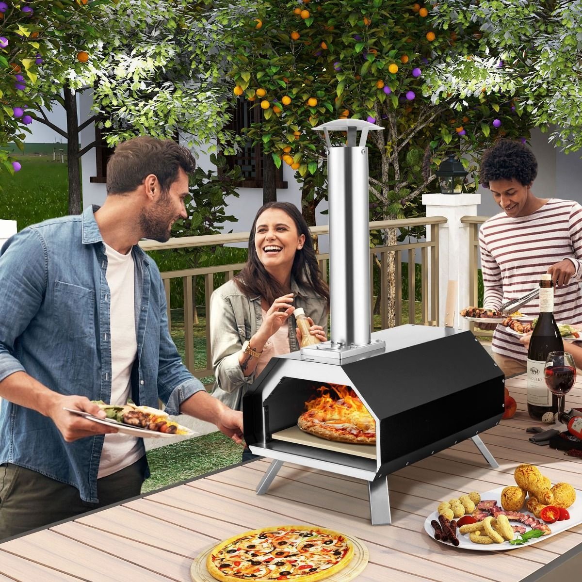 Coast Draagbare Pizzaoven - Zwart - 500 °C - 51x38,5x83cm