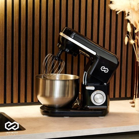 Infinity Goods Keukenmachine - Keukenmixer - 5L RVS Mengkom - Keukenrobot - Foodprocessor - Incl. Accessoires - 1000W - Zwart