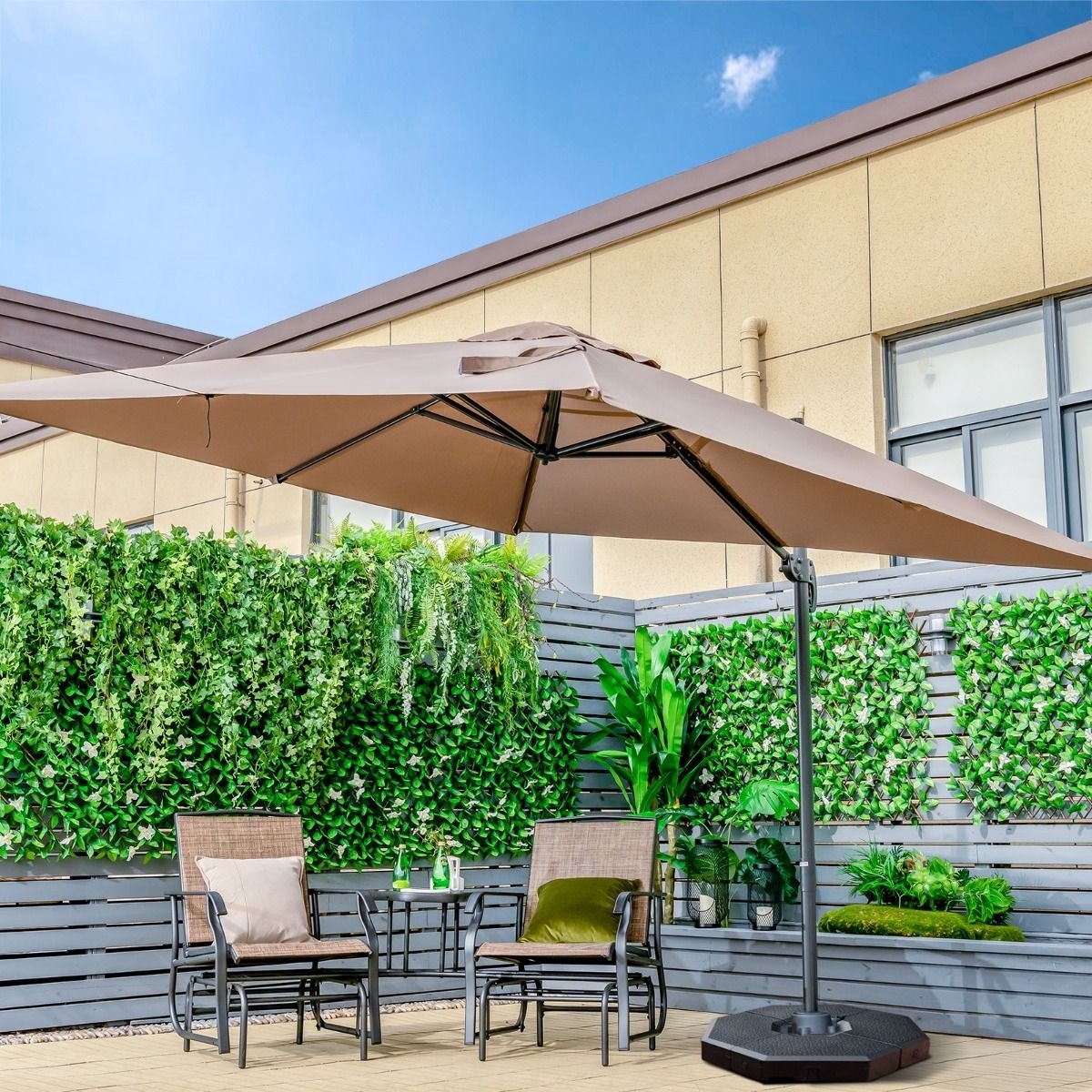 Coast Zweefparasol - Kantelbaar - 300 x 300 x 273 cm - Koffiebruin