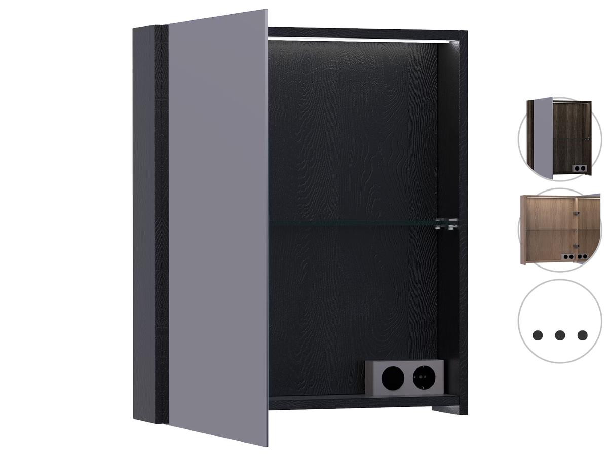 Brauer Dual 60 Black Wood Spiegelkast - 60 cm - Linksdraaiend