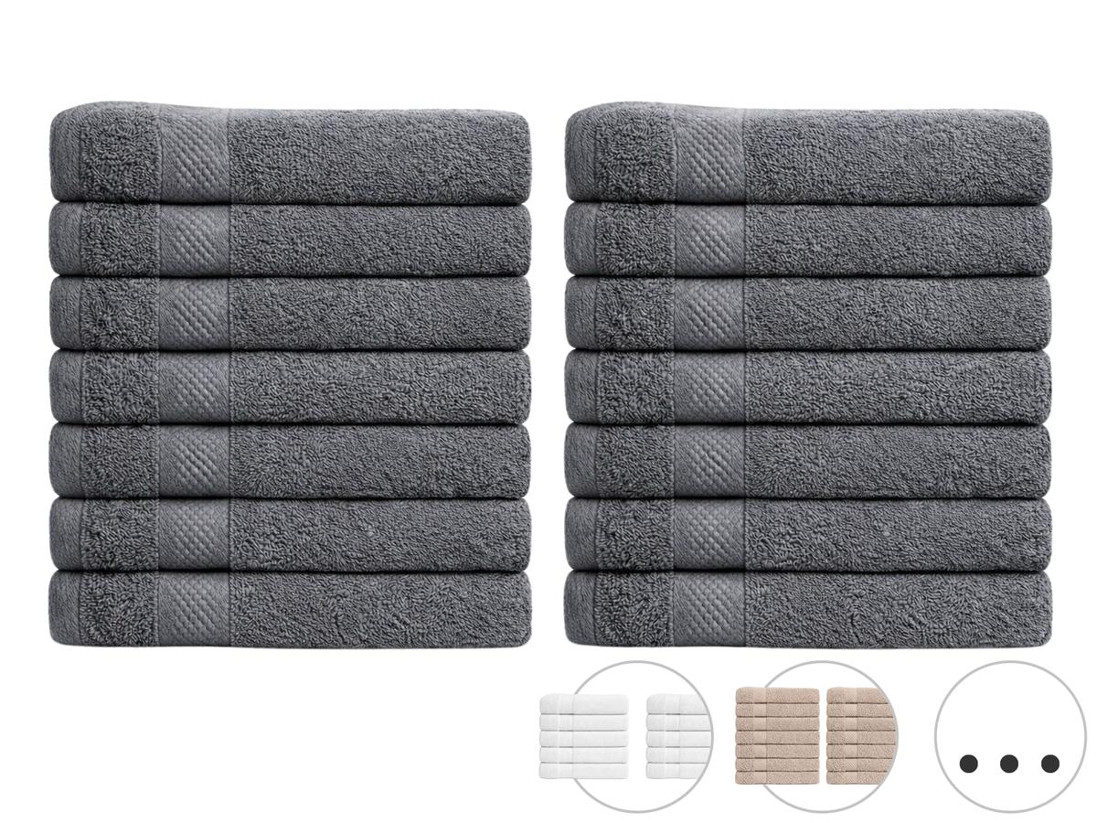 Lotus Handdoek 14x - 50 x 100 cm - Antraciet - Set van 7x 2 stuks 500gr