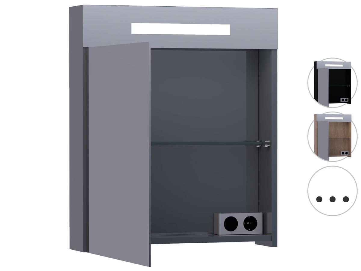 Brauer Double Face 60 Spiegelkast - 60 cm - Hoogglans Grijs - Rechtsdraaiend