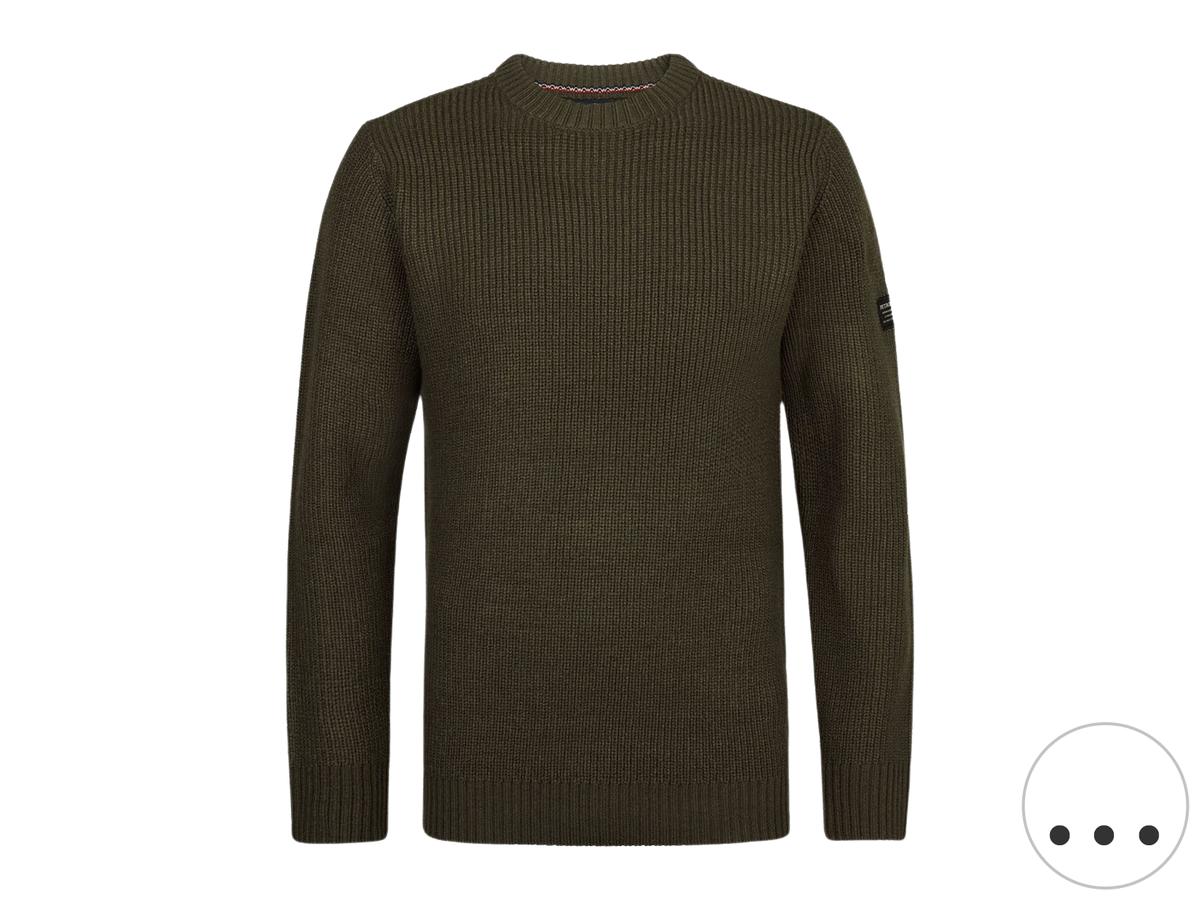 Petrol Gebreide Trui met Ronde Hals - Basic Design - maat XXL - Deep Black