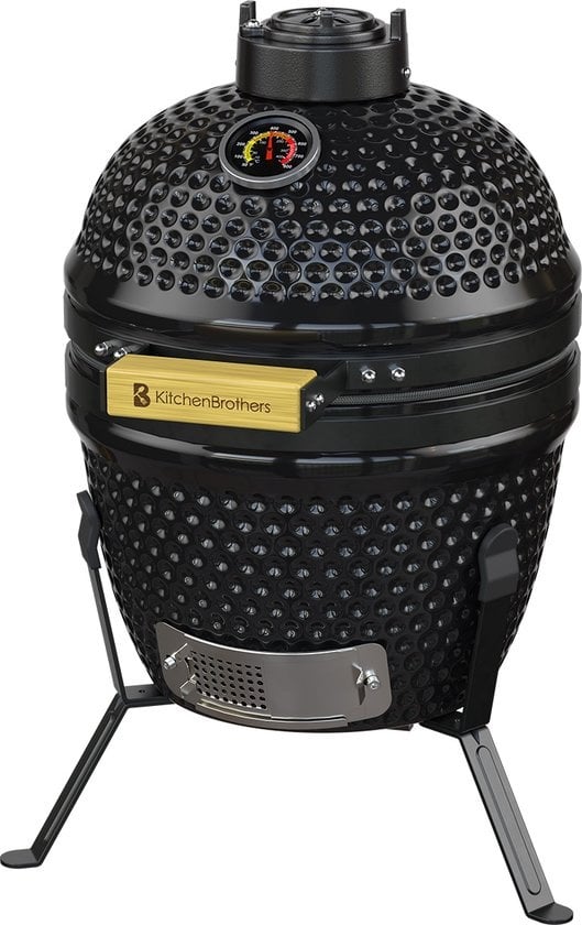 KitchenBrothers Kamado BBQ - Houtskool - 13inch - PFAS-vrij - Ø27cm - Zwart