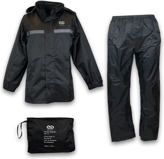 Infinity Goods Regenpak - Dames & Heren - Maat XXXL - Waterdicht & Ademend - Reflecterend - Zwart
