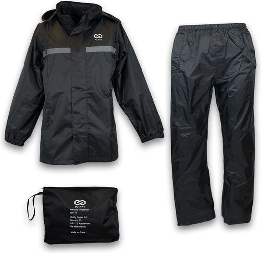 Infinity Goods Regenpak - Dames & Heren - Maat XXXL - Waterdicht & Ademend - Reflecterend - Zwart