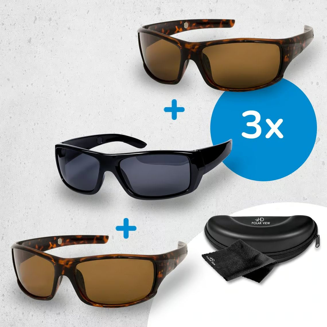 HD Polar View Zonnebril - Geleverd per 3 stuks - Inclusief Accessoires - Gepolariseerd Glas - UV-bescherming
