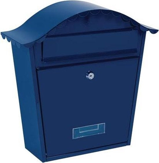 Perel Brievenbus Paris, wandmontage, met naamplaatje, incl. 2 sleutels, afmetingen (H x B x D) 37 x 26.5 x 13.2 cm, blauw