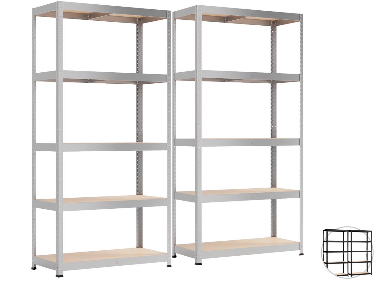 Metalkas Metalen Rek - Staal - Zwart - 40x90x180 cm - Draagvermogen 175 kg - 2 Stuks