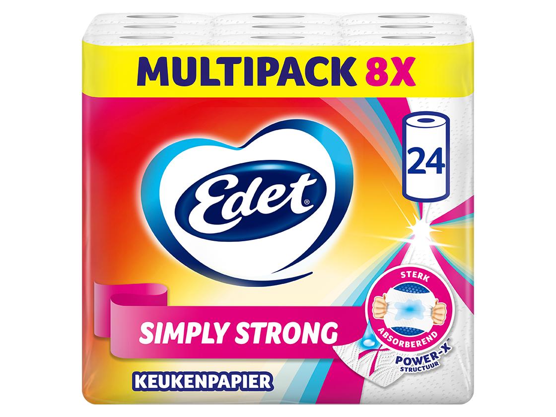 Edet Simply Strong Keukenpapierrol - 3-laags - 24 rollen - Wit