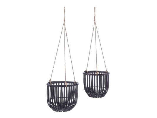 Bizzotto Hangende Plantenmanden - Set van 2 - Rond Model - Zwart