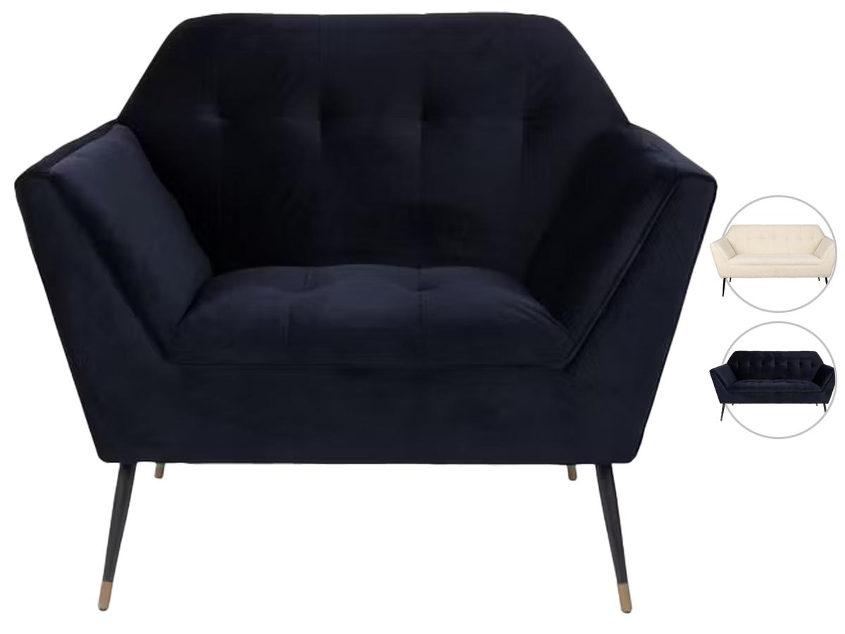 Dutchbone Kate Fauteuil - Lounge Chair - Deep Blue - 80x75x85 cm
