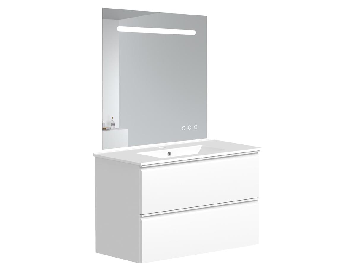 Kame Match Badmeubelset met Spiegel - Mat Wit - 80x81 cm