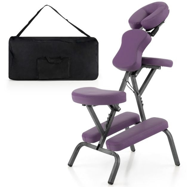 Coast Massagestoel - Inklapbaar - Met draagtas - Max 150 kg - 48 x 55 x 120 cm - Paars