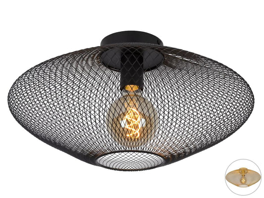 Lucide Mesh Plafonniere - Zwart - Ø 45 cm - 1x E27