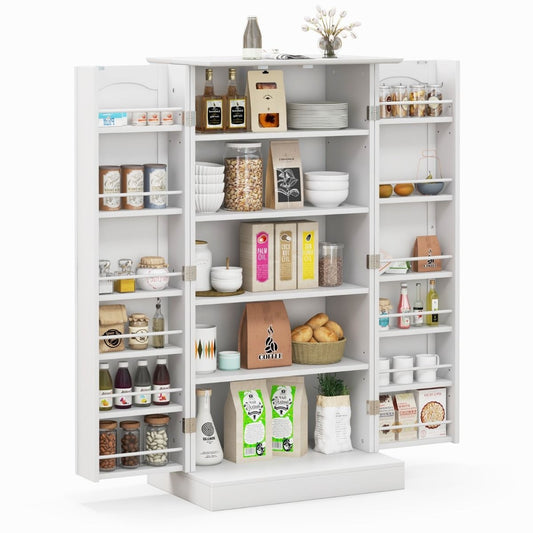 Coast – Voorraadkast Keukenkast – 60 x 40 x 120.5 cm & 17 Opbergplanken – Voorzien Van Verstelbare Planken En Kantelbeveiliging – Voor Keuken Eetkamer En Woonkamer – Wit Mdf En Metaal