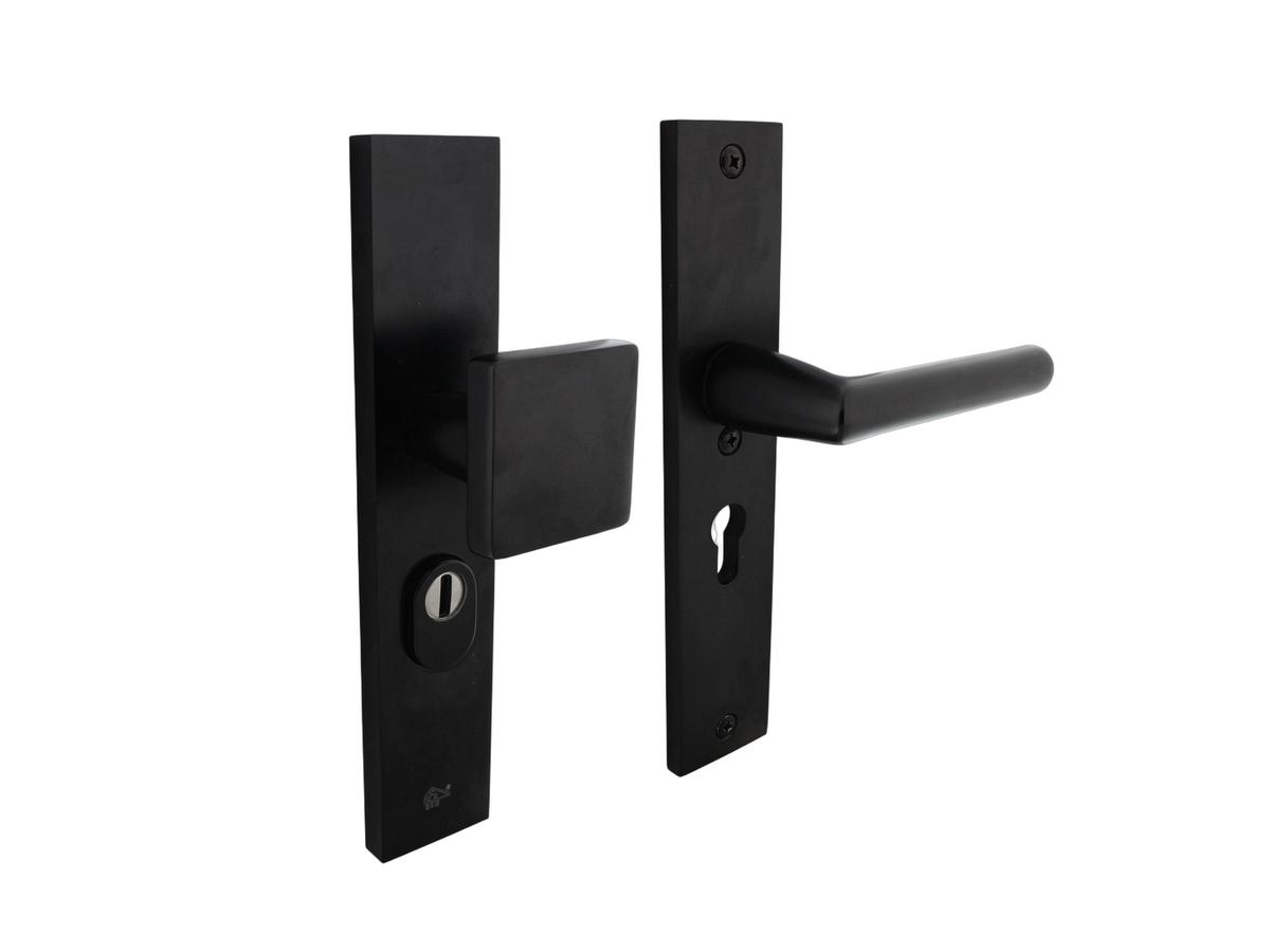 Intersteel Veiligheidsbeslag Jura Greep/Kruk met Veerconstructie en Kerntrekbeveiliging - SKG3 Rechthoekig 250x50mm Profielcilindergat 5 - Antraciet