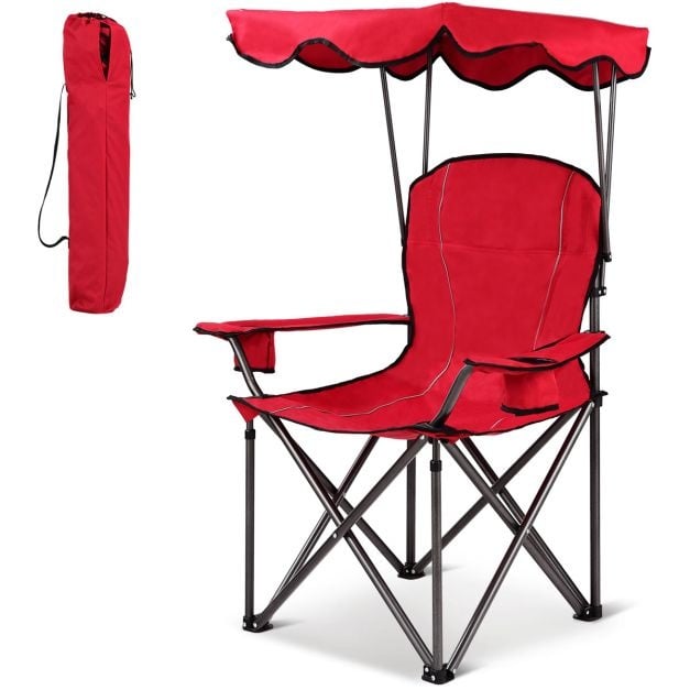 Coast Visstoel - Camping Stoel - Met Bekerhouder - Opvouwbaar - Rood