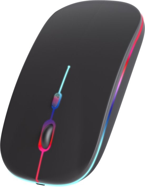 Nuvance – Draadloze Led Bluetooth Muis – 3 Dpi-standen & 7 Rgb-kleuren – Voorzien Van Stille Knoppen En Oplaadbare Accu – Voor Laptop En Gaming – Zwart Kunststof