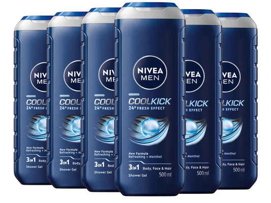 Nivea Men Douchegel Cool Kick - Verfrissende Geur - 6 x 500 ml