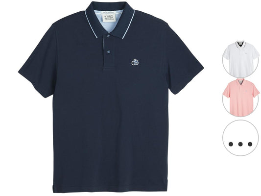 Scotch & Soda Tipped Poloshirt Heren XXL Glacier Ice