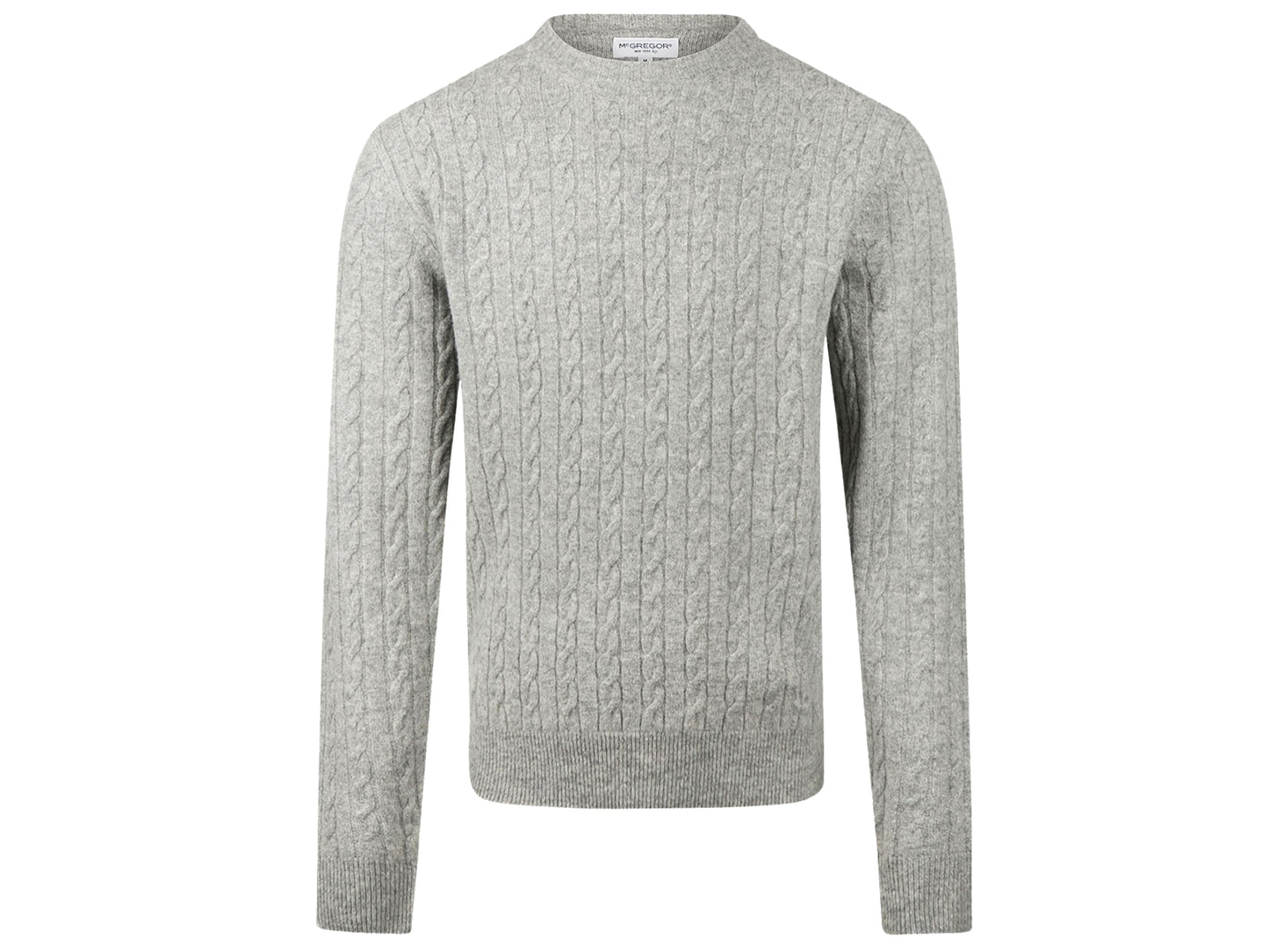 McGregor Cable Crew Neck Sweater Medium Grey Melange - Maat S
