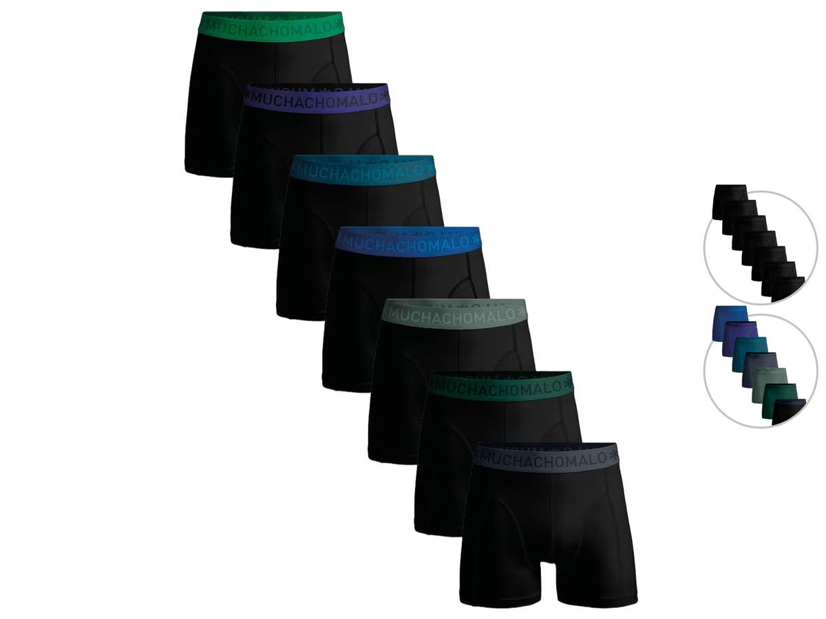 Muchachomalo Solid Boxershort Heren 7-Pack - Black - M