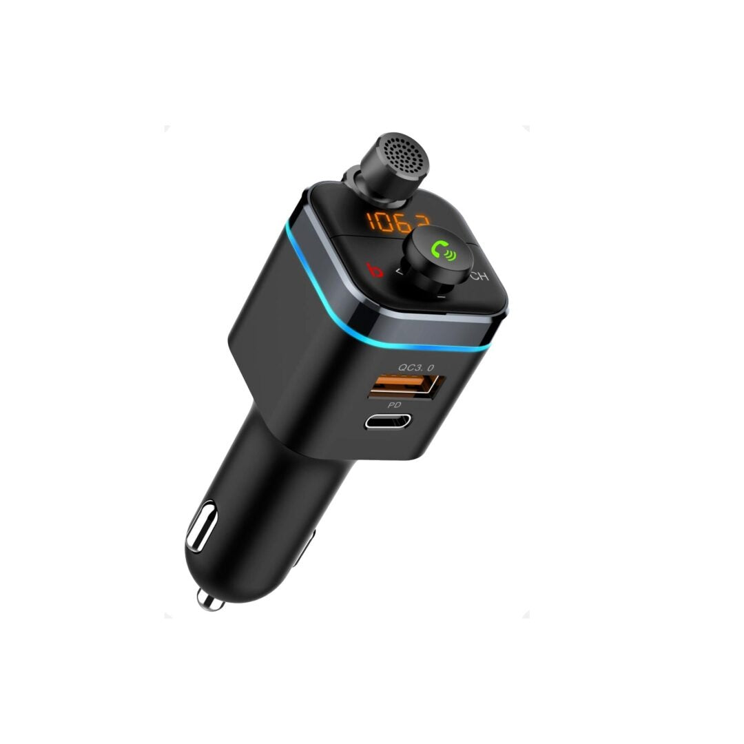iSetchi Bluetooth FM Transmitter - Quick Charge 3.0 - Auto Carkit - USB C - Draadloos