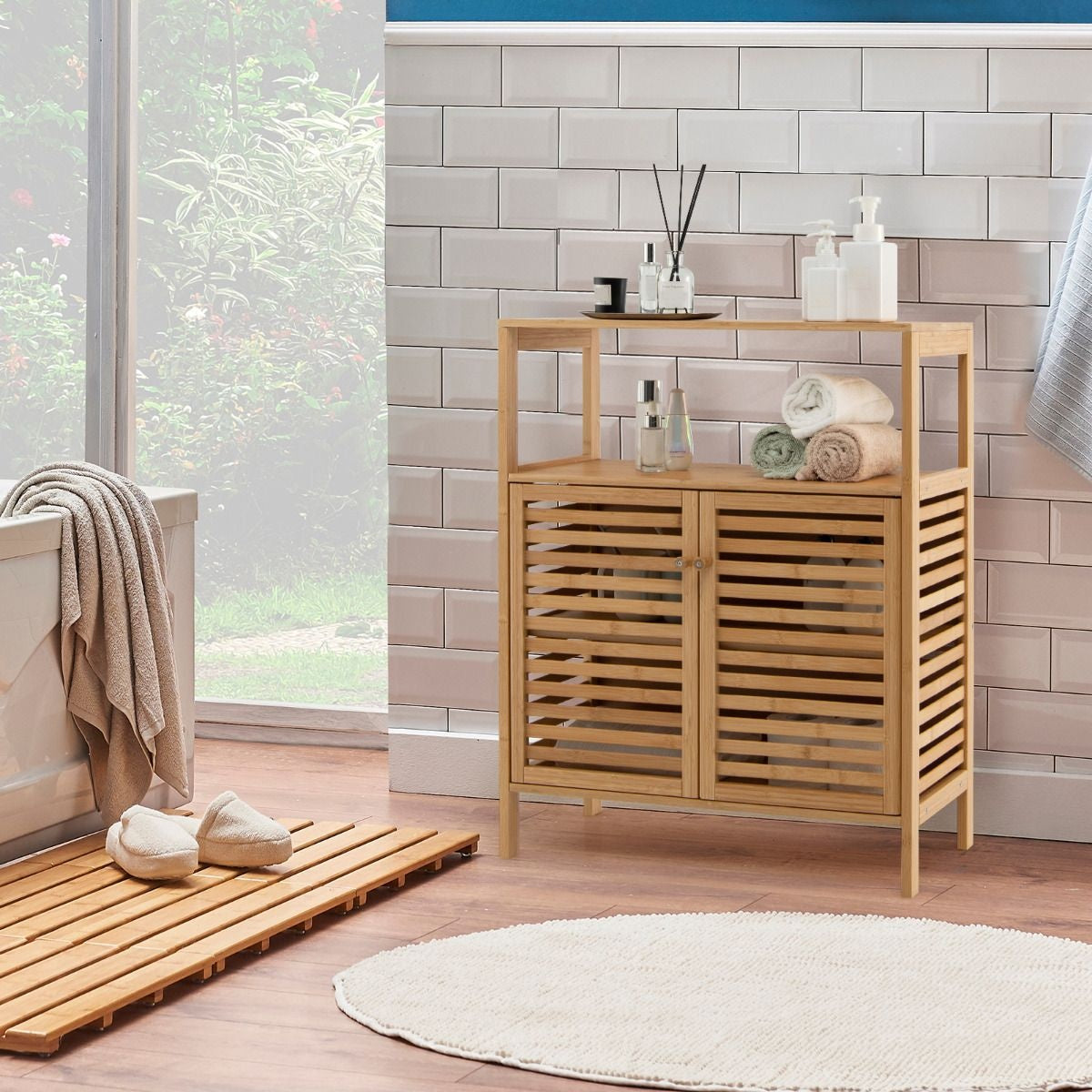 Coast Badkamerkast met 2 Deuren - Bamboe - 64 x 28 x 80 cm - Bruin