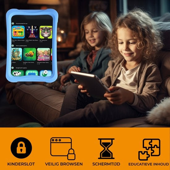 Denver Kindertablet - Android 13 – Ouderlijk Toezicht - 4GB RAM - 64GB intern geheugen - 8 Inch - . Blauwe en Roze Tablethoes - TIO80105K