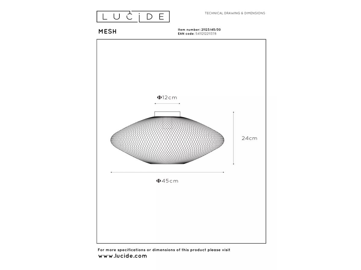 Lucide Mesh Plafonniere - Zwart - Ø 45 cm - 1x E27