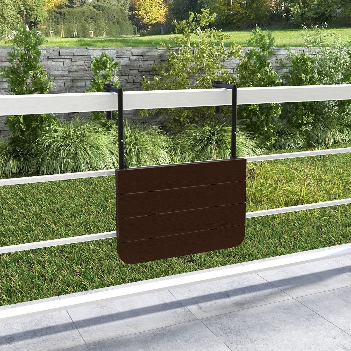 Coast Balkontafel - hangend - Max. 30 kg - Zwart / Bruin - 63 x 60 x 84 cm