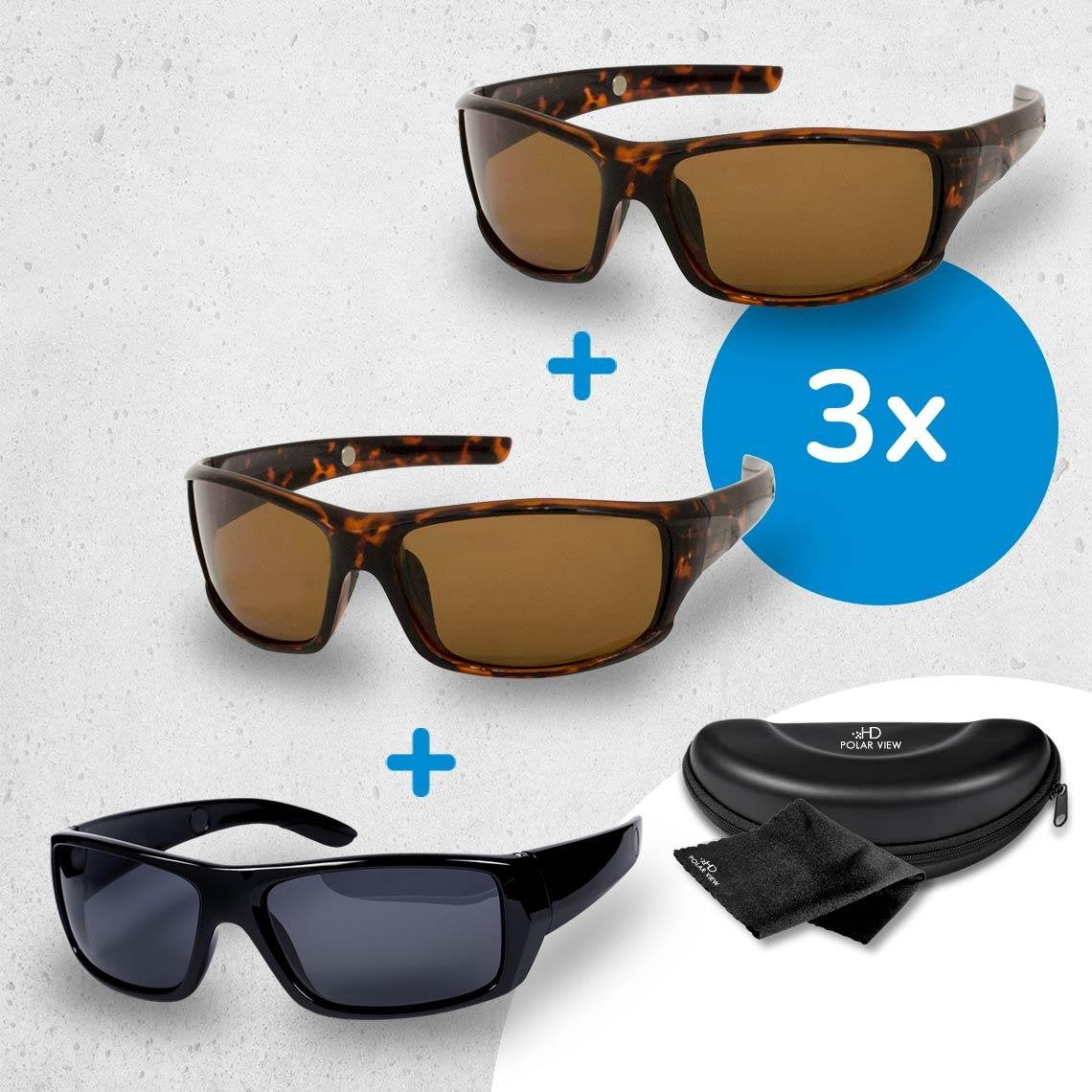 HD Polar View Zonnebril - Geleverd per 3 stuks - Inclusief Accessoires - Gepolariseerd Glas - UV-bescherming