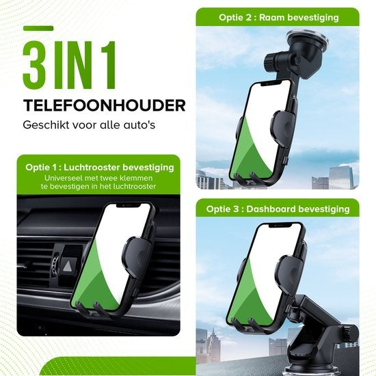 iSetchi Telefoonhouder - Auto - Extra Sterke Zuignap - 3-in-1