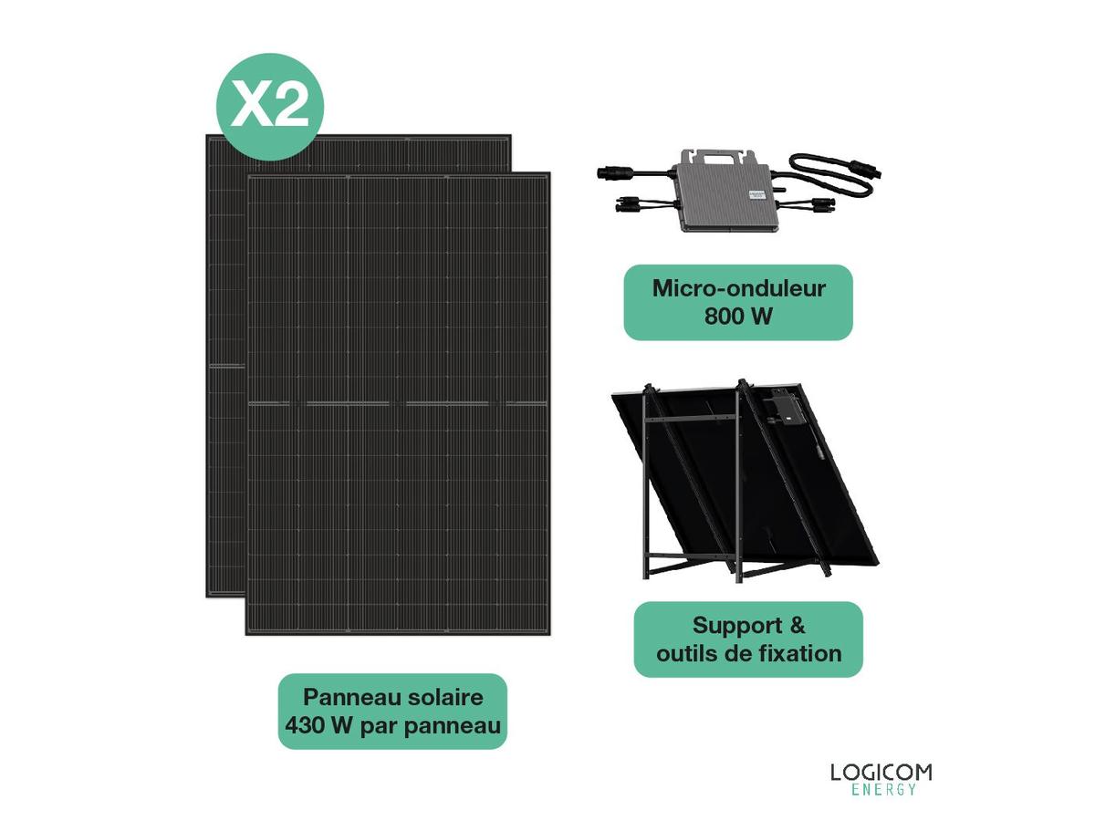 Logicom Solar Kit 860 W - Zonnepaneel Set - 860 Watt - Zwart