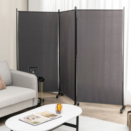 Coast 3-Paneels Scheidingswand - 262 x 30 x 180 cm - Grijs - Polyester/Metaal