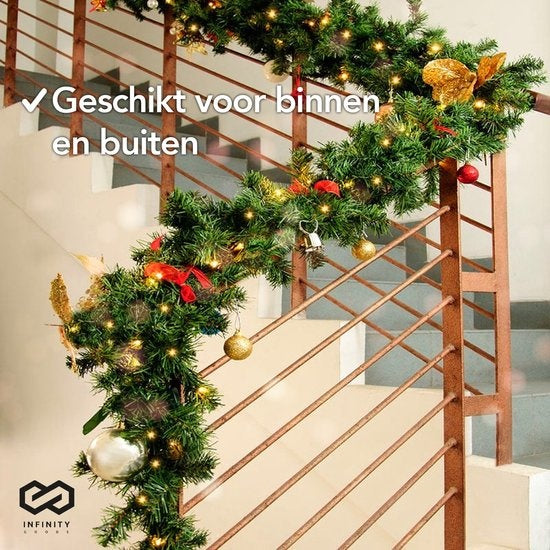 Infinity Goods Guirlande Met verlichting - Timer - Kerstversiering - 270CM - Kerstslinger - Kerstdecoratie - 35 LED - Groen
