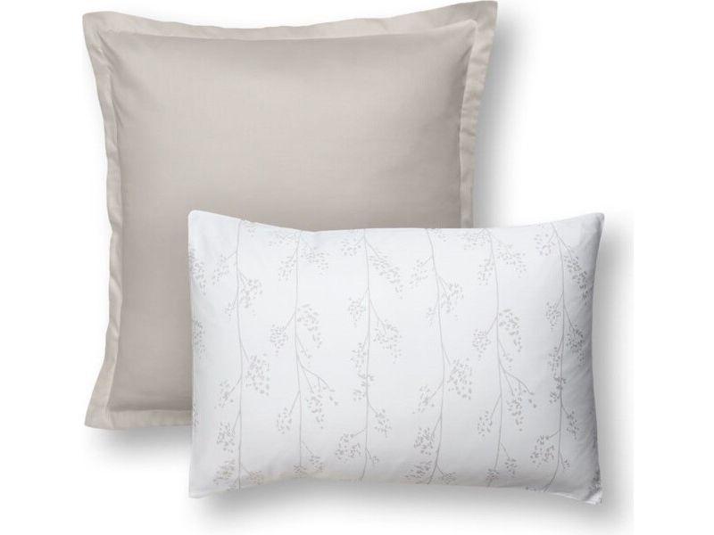 Emma Kussensloop Satijn - Reversibel Design - maat 50x70 - Beige Floral Tree