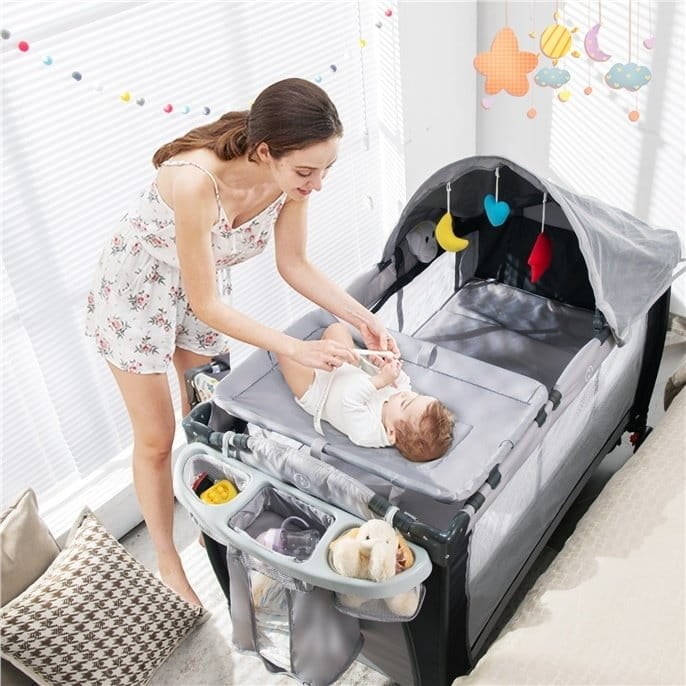 Coast Opvouwbaar Reisbedje voor Baby - Draagbaar - Grijs - 121 x 124 x 65 cm