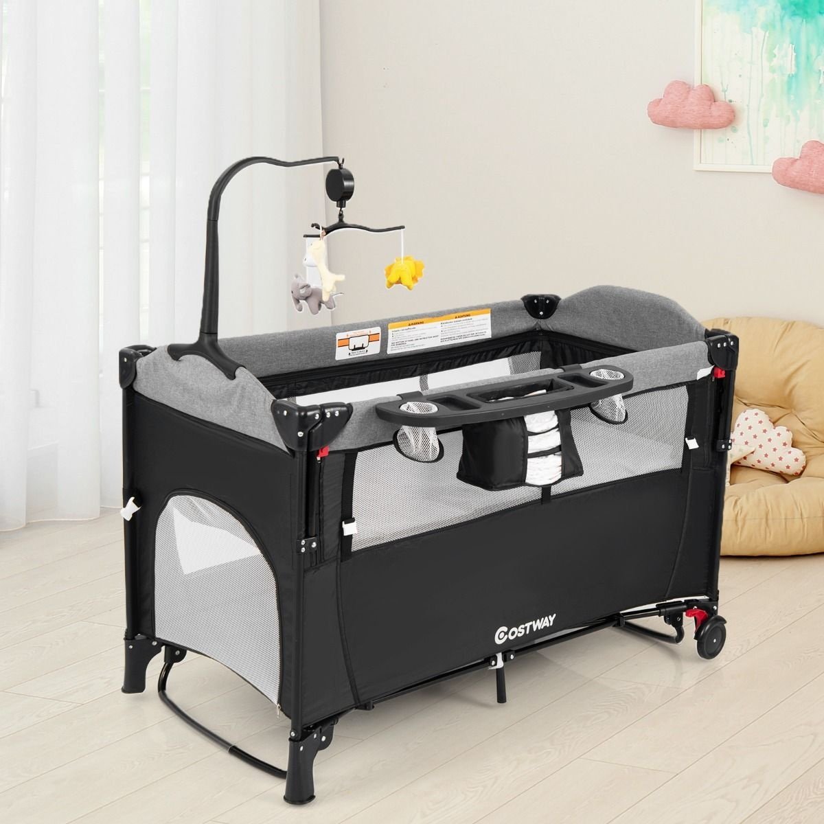 Coast Multifunctionele Baby Ledikant - 76 x 108,5 x 83 cm - Zwart