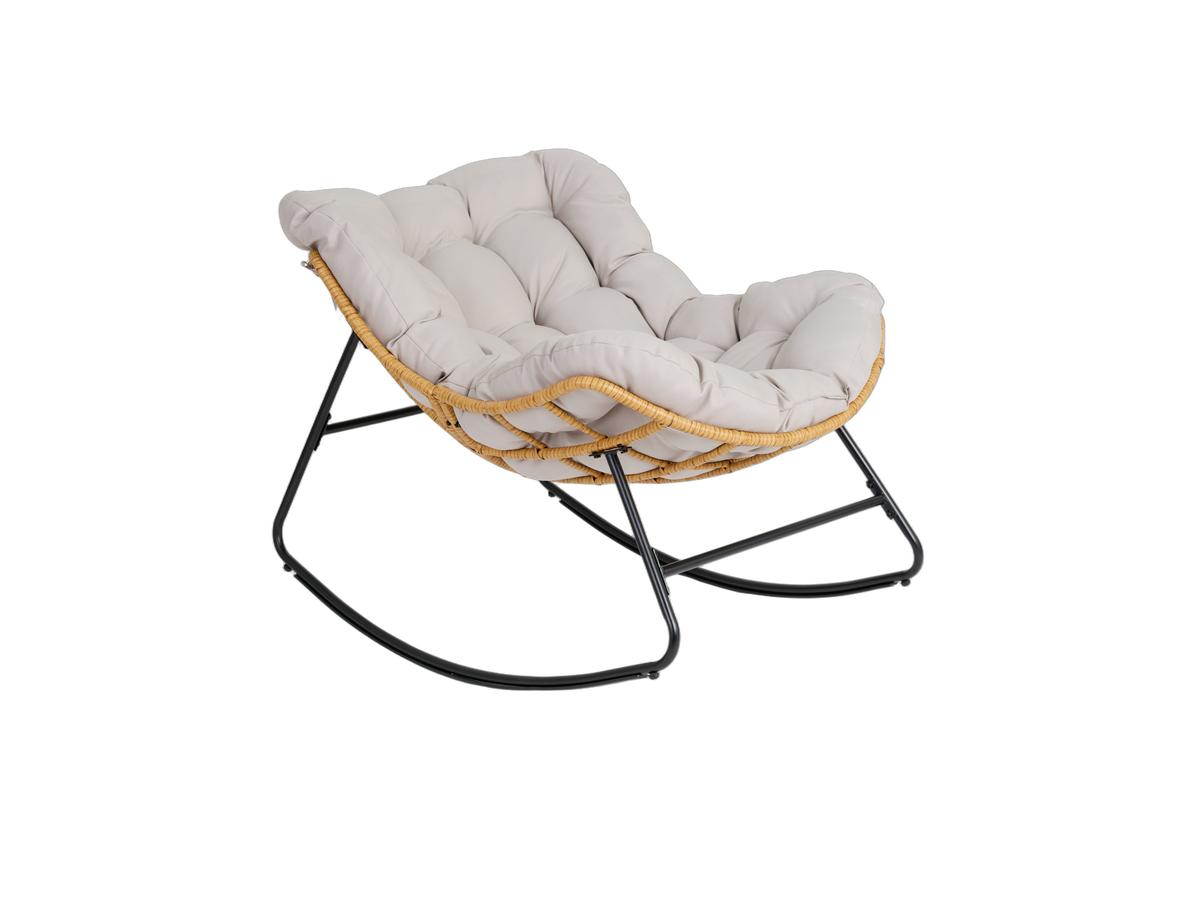 Lifa Garden Rotan Rocking Stoel met Kussen - Naturel - 110x70x90 cm