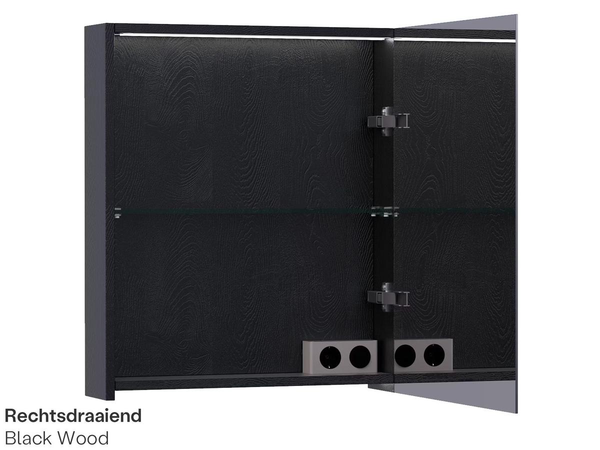 Brauer Dual 60 Black Wood Spiegelkast - 60 cm - Linksdraaiend
