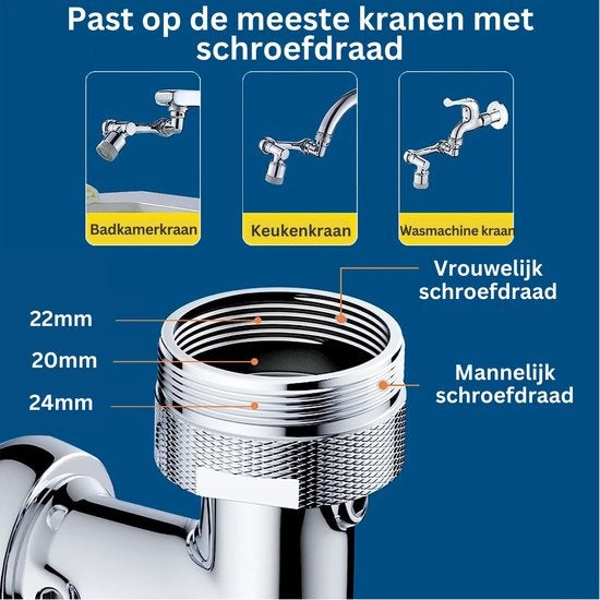 Urban State kraan verlengstuk - Kraan opzetstuk - kraan verlengstuk - 1080° draaibaar - universeel